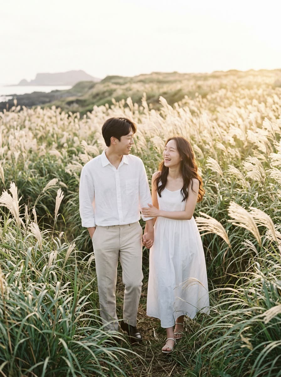 억새밭을 걷는 두 사람